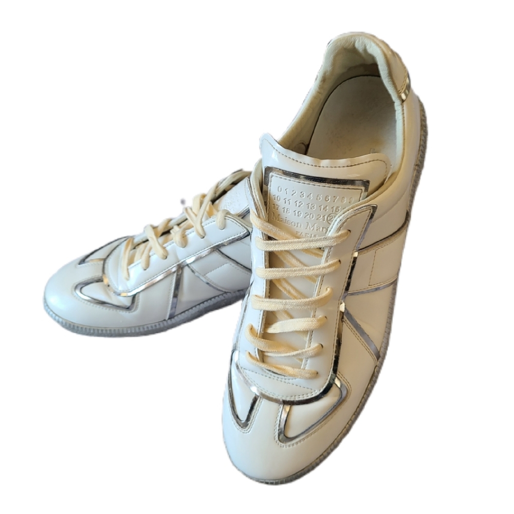 MAISON  MARGIELA II WHITE & SILVER SNEAKERS - Picture 7 of 9